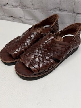 Brand X huaraches Brown Woven Leather Huarache Sandals Sz 6.5